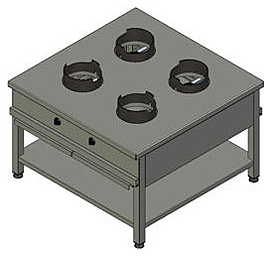 Плита газовая Вулкан KSW 04 8791 WOK ― Официальный сайт Российских производителей промышленного оборудования